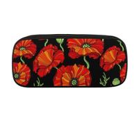 JiuPopular Astuccio in poliuretano con papaveri rossi, astuccio per cancelleria utilizzato come astuccio per ufficio e scuola, borsa da viaggio d'affari o piccola cassetta degli attrezzi, borsa per il