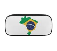 JiuPopular Astuccio per matite in poliuretano, motivo bandiera del Brasile, ideale come astuccio per ufficio e scuola, borsa da viaggio o piccola cassetta degli attrezzi, borsa per il trucco