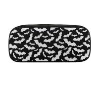 JiuPopular Astuccio per matite in poliuretano, motivo pipistrelli di Halloween, per cancelleria, da usare come astuccio per ufficio e scuola, borsa da viaggio o piccola cassetta degli attrezzi, borsa