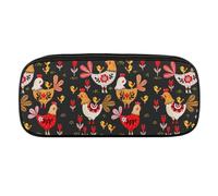 JiuPopular Astuccio per matite in poliuretano, strano e colorato a forma di pollo, utilizzabile come astuccio per ufficio e scuola, borsa da viaggio o piccola cassetta degli attrezzi, borsa per il