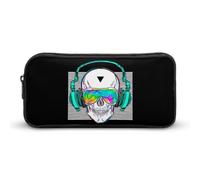 JiuPopular Astuccio per matite, teschio Rock and Roll Borsa per cancelleria utilizzata come astuccio per ufficio e scuola, borsa da viaggio d'affari o piccola scatola degli attrezzi, borsa per il