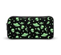 JiuPopular Astuccio per matite, verde alieno luna, astuccio per cancelleria usato come astuccio per ufficio e scuola, borsa da viaggio d'affari o piccola cassetta degli attrezzi, borsa per il trucco