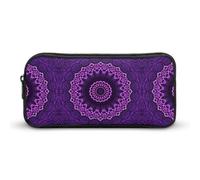 JiuPopular Astuccio per matite, viola MandalaAstuccio per cancelleria utilizzato come astuccio per ufficio e scuola, borsa da viaggio d'affari o piccola scatola degli attrezzi, borsa per il trucco per