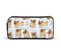 JiuPopular Astuccio portamatite, astuccio per cancelleria con cane carlino, per ufficio e scuola, borsa da viaggio d'affari o piccola cassetta degli attrezzi, borsa per il trucco per ragazze