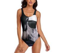 JiuPopular Costume da bagno da donna, set bikini verde con campo da calcio, costume da bagno intero, Dalmata, L