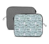 JiuPopular Custodia per computer portatile da 13", con simpatico gatto verde e fiocco di neve