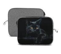 JiuPopular Custodia per computer portatile da 13", motivo gatto nero con fiocco di neve