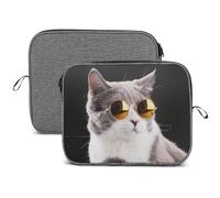 JiuPopular Custodia per computer portatile da 13 pollici, custodia per computer portatile con simpatico gatto e fiocco di neve