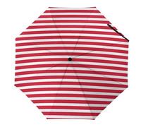 JiuPopular Ombrello pieghevole, grazioso ombrello a forma di calopsitta, ombrello da viaggio per antivento, impermeabile, Motivo a righe bianche e rosse, Manual