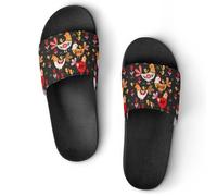 JiuPopular Pantofole antiscivolo, strane pantofole colorate a forma di pollo, per uomini e donne, scivoli da doccia, Nero Stile 5, 39 1/3 EU