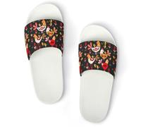JiuPopular Pantofole antiscivolo, strane pantofole colorate a forma di pollo, per uomini e donne, scivoli da doccia, Bianco Stile 5, 40 2/3 EU