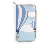 JiuPopular Portafoglio in pelle, Manta Ray e pesce, piccole dimensioni e grande capacità, facile da trasportare, Palloncino blu ad aria calda., 19.7x10.5cm, Moderno
