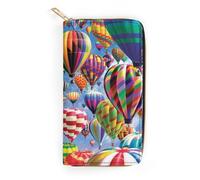 JiuPopular Portafoglio in pelle, mongolfiera, cielo, piccole dimensioni e grande capacità, facile da trasportare, Stile:, 19.7x10.5cm, Moderno