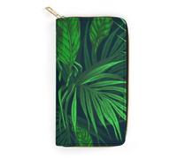 JiuPopular Portafoglio in pelle, pianta della giungla tropicale verde, piccole dimensioni e grande capacità, facile da trasportare, Stile:, 19.7x10.5cm, Moderno