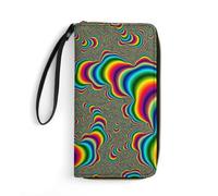 JiuPopular Portafoglio in pelle, psichedelico Trippy arcobaleno, con corda, piccole dimensioni e grande capacità, facile da trasportare
