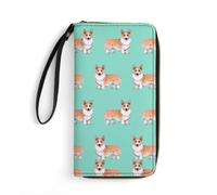 JiuPopular Portafoglio in pelle, simpatico Corgi Pet e tè al latte, con corda, di piccole dimensioni e grande capacità, facile da trasportare