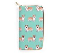 JiuPopular Portafoglio in pelle, simpatico corgi Pet e tè al latte, di piccole dimensioni e grande capacità, facile da trasportare, Stile:, 19.7x10.5cm, Moderno