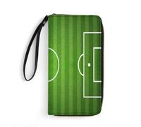 JiuPopular Portafoglio in pelle, verde campo da calcio, con corda, piccole dimensioni e grande capacità, facile da trasportare