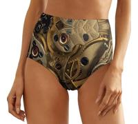 JiuPopular Slip da donna con motivo a gufo, slip elasticizzato a vita alta da donna, Ingranaggi Steampunk., XXL