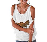 JiuPopular Top da donna, top da donna con Yin Yang, top con spalle scoperte per lavoro e ufficio, Dinosauri che camminano, L