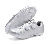 JiuQing Scarpe da Ciclismo da Uomo Piatte Antiscivolo Senza Blocco Casual per Bici da Strada per Camminare Lavorare,Argento,45 EU