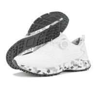 JiuQing Scarpe da Golf da Uomo Senza Tacchetti Leggere E Comode con Tomaia Morbida E Impermeabile Traspiranti per Camminare sul Campo,Bianca,44.5 EU