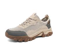 JiuQing Scarpe da Trekking da Uomo Leggere in Mesh A Vita Bassa da Trail Running per Campeggio All'aperto,Beige,40 EU