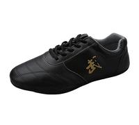 JiuQing Scarpe per Arti Marziali da Uomo Scarpe da Allenamento Tai Chi Fondo Morbido Antiscivolo Scarpe A Piedi Nudi Wing Chun Shaolin Kung Fu,Nero,44 EU