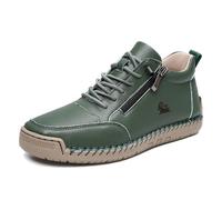 JiuQing Stivali da Uomo E da Donna Fatti A Mano in Italia Stile Chukka Casual Bassi per Camminare All'aperto con Cerniera Laterale,Verde,38 EU