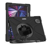 JiuRui Accessori, 360° Ratating Hand Strap Rainbow Drop-proof Protective Case Compatible with iPad Air 13 inch 2024-2025 Universal(Black (with straps))