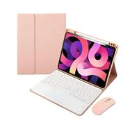 JiuRui Accessori, Cover protettiva Per tastiera touch rotonda con copritastiera adatta Per Xiaomi Pad 5/5PRO-11 pollici(Pink+White backlit touch keyboard)