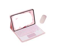 JiuRui Accessori, Custodia in pelle con tastiera QWERTY staccabile adatta Per OPPO Pad 2/3 11,6 pollici(Pink+touch backlit KB+mouse)