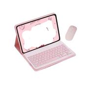 JiuRui Accessori, Custodia in pelle con tastiera QWERTY staccabile adatta Per OPPO Pad Air2-2023(Pink+backlit keyboard+mouse)