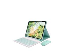 JiuRui Accessori, Detachable Keyboard with Pen Slot, Magnetic Leather Protective Case Suitable for iPad Pro 12.9 2022/2021 12.9-inch(Mint green+keyboard+mouse)