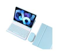 JiuRui Accessori, Detachable Keyboard with Pen Slot, Magnetic Leather Protective Case Suitable for iPad Air 11-inch 2024(Sky blue+keyboard+mouse)