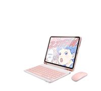 JiuRui Accessori, Detachable Keyboard with Pen Slot, Magnetic Leather Protective Case Suitable for iPad Air 11-inch 2024(Pink+keyboard+mouse)