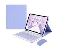 JiuRui Accessori, Detachable Keyboard with Pen Slot, Magnetic Leather Protective Case Suitable for iPad Pro 12.9 2022/2021 12.9-inch(Purple+keyboard+mouse)