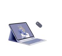 JiuRui Accessori, Detachable Keyboard with Pen Slot, Magnetic Leather Protective Case Suitable for iPad Air 11-inch 2024(Dark Purple+keyboard+mouse)