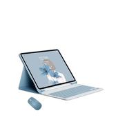 JiuRui Accessori, Detachable Keyboard with Pen Slot, Magnetic Leather Protective Case Suitable for iPad Pro 11-inch 2024(Blue+keyboard+mouse)