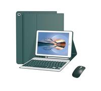 JiuRui Accessori, Detachable Keyboard with Pen Slot, Magnetic Leather Protective Case Suitable for iPad Pro 12.9 2022/2021 12.9-inch(Dark green+keyboard+mouse)