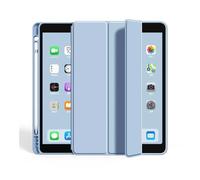 JiuRui Accessori, Detachable Tri-fold Smart Cover with Pencil Slot, Flip PU Stand Case compatible with iPad 7/8/9 10.2 inches(Cielo blu)