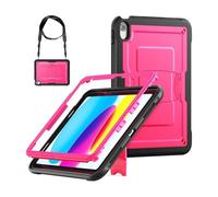 JiuRui Accessori, Honeycomb Large Bracket, Protective Shell Cover Suitable for iPad Pro 13 inch M4 (2024)(Rose Red+Strap)