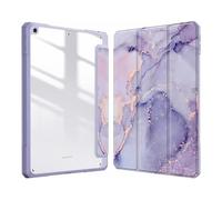 JiuRui Accessori, Painted Protective Cover with Pen Slot, Acrylic Marble Texture Shell Suitable for iPad Air 13 inch 2024(Purple marble)