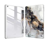 JiuRui Accessori, Painted Protective Cover with Pen Slot, Acrylic Marble Texture Shell Suitable for iPad Pro 13 inch 2024(Grey marble)