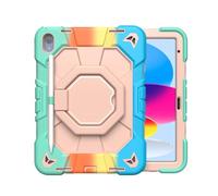 JiuRui Accessori, Protable Anti Fall Case with 360° Rotatable Bracket, Silicone Protective Cover Suitable for iPad iPad Air11 (M2/M3) 11 inch 2025(Colorful+Pink)