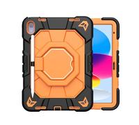 JiuRui Accessori, Protable Anti Fall Case with 360° Rotatable Bracket, Silicone Protective Cover Suitable for iPad iPad mini6/7 A17 8.3 inch(Black+Orange)