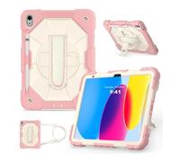 JiuRui Accessori, Shoulder Strap Protective Case, Horizontal and Vertical Bracket Silicone Cover Suitable for iPad 11 Generation 2025(Rose Gold Beige)