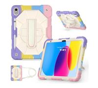 JiuRui Accessori, Shoulder Strap Protective Case, Horizontal and Vertical Bracket Silicone Cover Suitable for Samsung Galaxy Tab A7 Lite 8.7 T225/T220 (2021)(Colorful Pink)