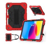JiuRui Accessori, Shoulder Strap Protective Case, Horizontal and Vertical Bracket Silicone Cover Suitable for Samsung Galaxy Tab A7 10.5 T505/T500/T507/T505N(Big Red Black)