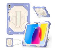 JiuRui Accessori, Shoulder Strap Protective Case, Horizontal and Vertical Bracket Silicone Cover Suitable for Samsung Galaxy Tab A7 Lite 8.7 T225/T220 (2021)(Purple Beige)
